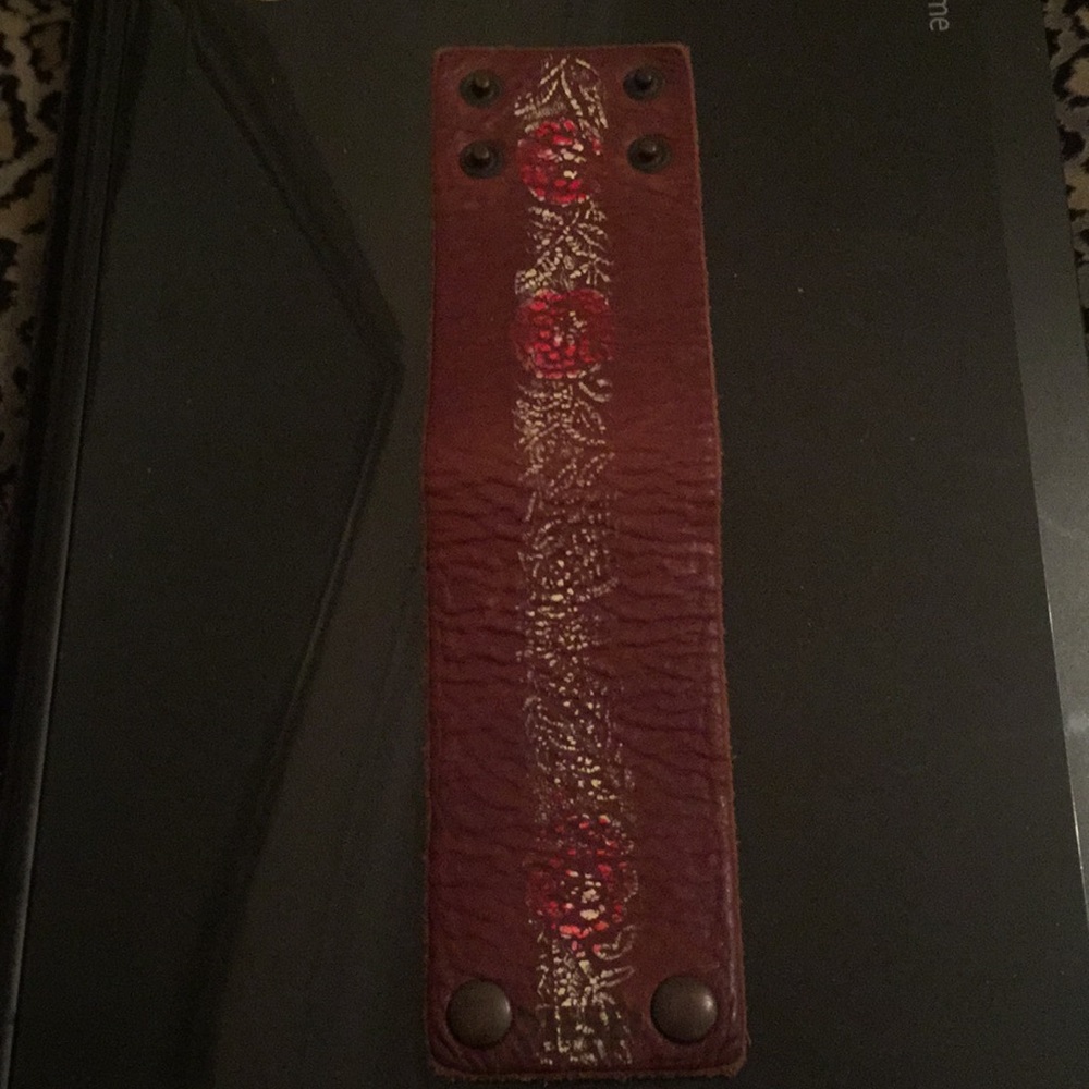 Hand painted leather bracelet